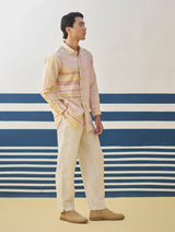 Yuto Modern Check Linen Shirt - Sand