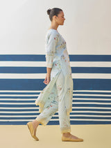 Kera Floral Hand-Embroidered Kurta - Sky