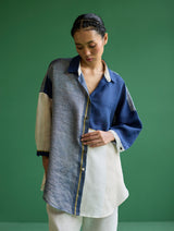 Esha Color-Blocked Co-ord Set - Navy