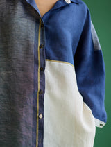 Esha Color-Blocked Shirt - Navy