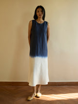 Kiya Ombre Hand-Dyed Linen Dress & Jacket - Navy