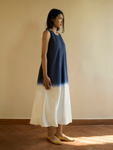 Kiya Ombre Hand-Dyed Linen Dress & Jacket - Navy