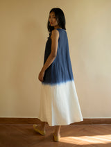 Kiya Ombre Hand-Dyed Linen Dress & Jacket - Navy