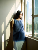Kiya Ombre Hand-Dyed Linen Dress & Jacket - Navy