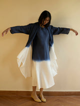 Kiya Ombre Hand-Dyed Linen Dress & Jacket - Navy