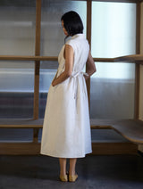 Kara Shawl Collar Linen Dress - Ivory
