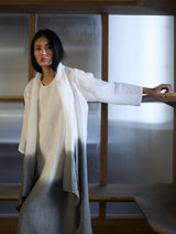 Kiya Ombre Hand-Dyed Linen Dress & Jacket - Grey
