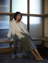 Kiya Ombre Hand-Dyed Linen Dress & Jacket - Grey