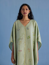 Eva Floral Linen Kaftan Dress - Mint