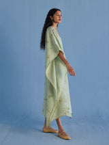 Eva Floral Linen Kaftan Dress - Mint