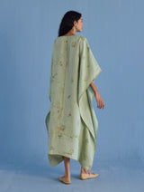 Eva Floral Linen Kaftan Dress - Mint