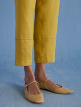 Akavi Pleated Floral Linen Co-ord Set - Ochre