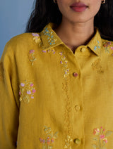 Alila Hand-Embroidered Linen Shirt - Ochre
