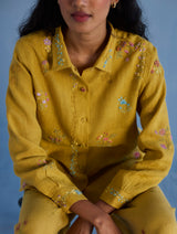 Alila Hand-Embroidered Linen Shirt - Ochre