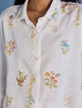 Alila Hand-Embroidered Linen Shirt - White
