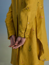 Anya Hand-Embroidered Floral Linen Co-ord Set - Ochre