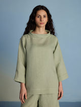 Ishi Boat-Neck Linen Co-ord Set - Mint