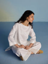 Ishi Boat-Neck Linen Co-ord Set - White