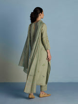 Maso Handwoven Linen Stripe Dupatta - Mint