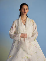 Tai Floral Sheer Linen Overlay - White