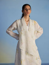 Tai Floral Sheer Linen Overlay - White