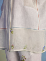 Nama Floral Linen Pant - White