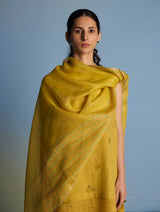 Maso Handwoven Linen Stripe Dupatta - Ochre