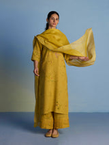 Maso Handwoven Linen Stripe Dupatta - Ochre