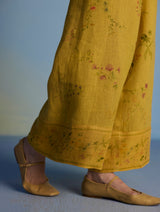 Ama Floral Printed Linen Pant - Ochre