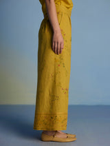 Para Hand-Embroidered Linen Kurta Set - Ochre