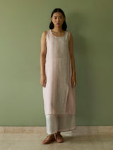 Yara Sleeveless Border Linen Kurta - Blush