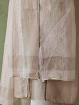 Emma Metallic Stripes Handwoven Linen Dupatta - Blush