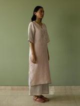 Vira Hand-Emboidered Linen Kurta Set - Blush