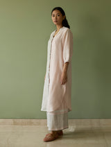 Mori Border Linen Shirt Kurta - Blush