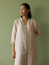 Mori Border Linen Shirt Kurta - Blush