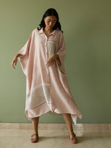 Bora Colour-Blocked Linen Kaftan - Blush
