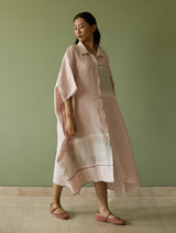 Bora Colour-Blocked Linen Kaftan - Blush