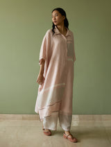 Bora Colour-Blocked Linen Kaftan Set - Blush