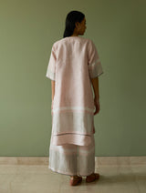 Iva Border Linen Kurta Set - Blush