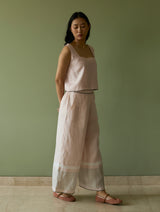 Della Border Linen Culottes - Blush