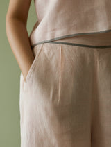 Vira Hand-Emboidered Linen Kurta Set - Blush