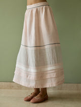 Ora Pleated Border Linen Skirt - Blush