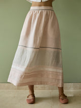 Ora Pleated Border Linen Skirt - Blush