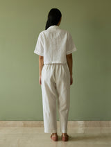 Kiera Cuban Collar Linen Shirt - Ivory