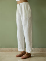 Kiera Cuban Collar Linen Co-ord Set - Ivory