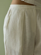 Kiera Cuban Collar Linen Co-ord Set - Ivory