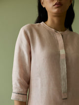 Terra Border Linen Dress - Blush