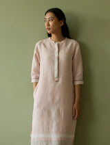 Terra Border Linen Dress - Blush