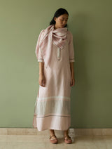 Ilma Metallic Stripes Handwoven Linen Scarf - Blush