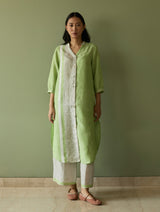 Mori Border Linen Shirt Kurta - Meadow